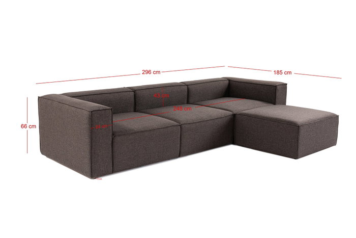 Atelier Del Sofa Sofá Esquinero Marrón Oscuro Lino 296x185x66 cm